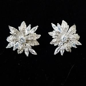 Cz and silver toned earrings